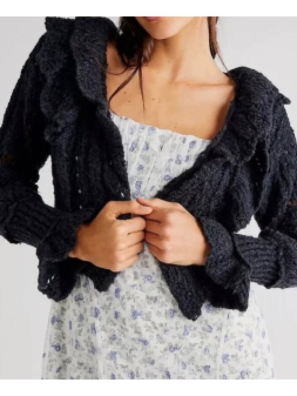 Free People Avery Cardigan Black XS